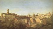 Jean Baptiste Camille  Corot The Forum Seen from the Farnese Gardens (mk05) oil painting on canvas